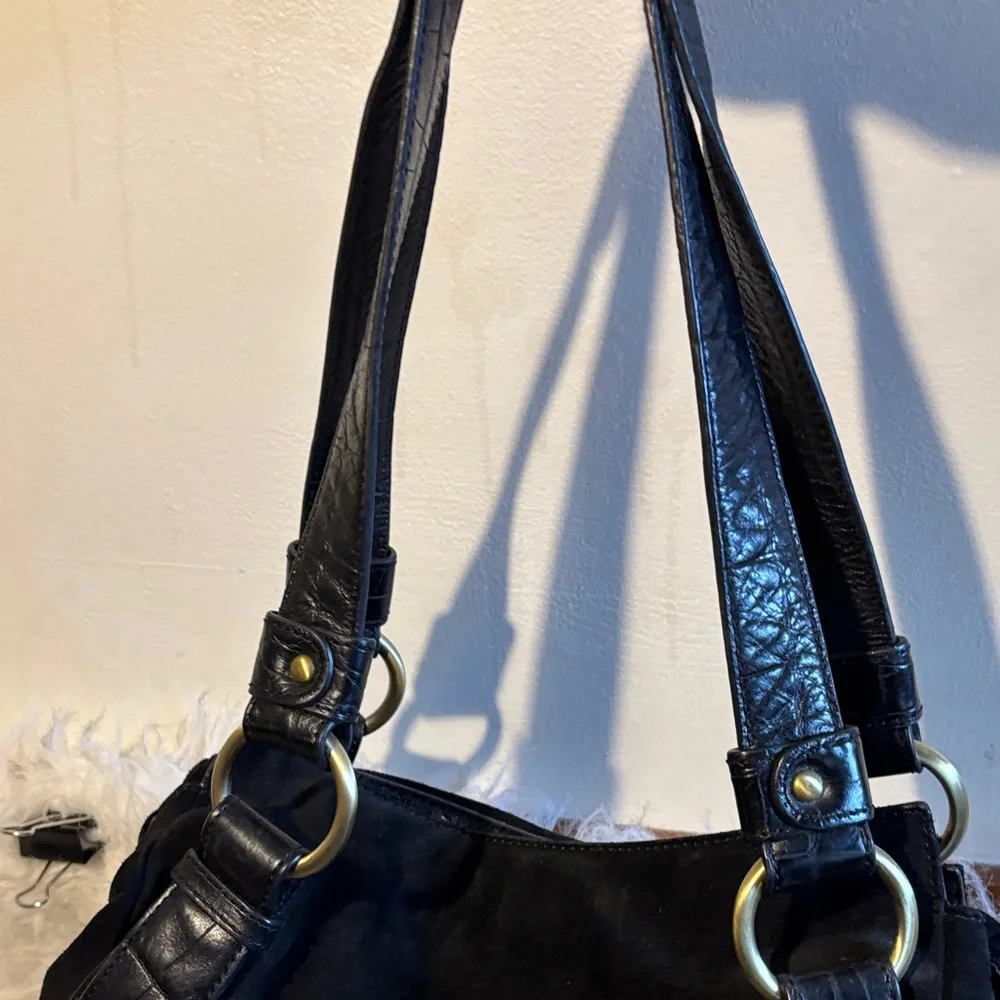 Donald J. Pliner Black Textured Shoulder Bag